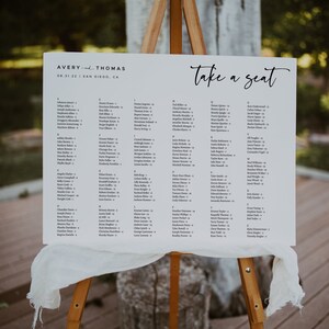 Minimalist Wedding Seating Chart Template, Alphabetical Seating Chart, Modern Seating Chart Board, Simple Clean Wedding Seating Sign #0511A