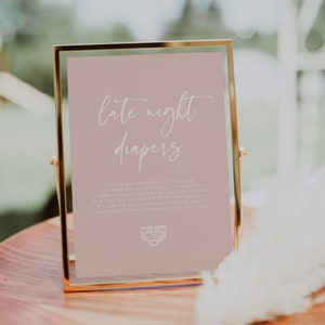 Late Night Diaper Sign Printable, Baby Shower Late Night Diaper Game, Minimalist, DIY Editable Template, INSTANT DOWNLOAD #022MP