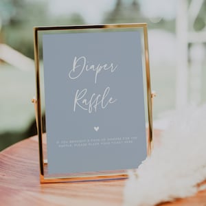 Dusty Blue Diaper Raffle Sign, Baby Shower Diaper Raffle Sign, Minimalist, DIY Editable Template, INSTANT DOWNLOAD #010MB