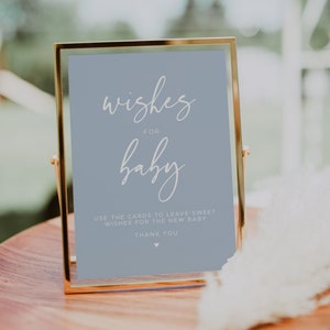 Wishes for Baby Sign, Blue Baby Shower, Printable Sign, Boy Baby Shower, Blue Baby Shower #010MB