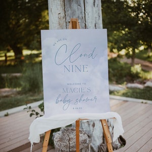 REESE | EDITABLE We are On Cloud Nine Baby Shower Welcome Sign, Digital Download