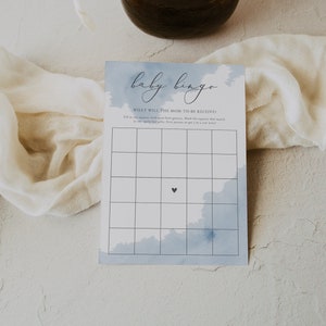 Juego de bingo para baby shower, juegos para baby shower, baby shower de niño, baby shower azul #01BW