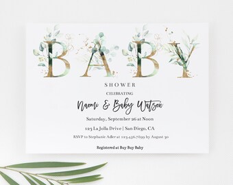 Editable Baby Shower Invitation, Gender Neutral Baby Shower, Instant Download, Invitation Template, Baby Invitation Set, Editable Template