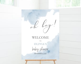 Babyparty Willkommensschild, Oh Boy Babyparty, bearbeitbares Babyparty Willkommensschild, Junge Babyparty, Willkommensschild, Babyparty, es ist ein Junge # 01BW