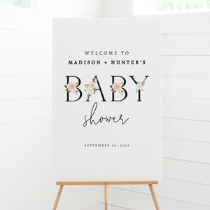 Editable Floral Baby Shower Welcome Sign Template | Editable Welcome Sign | Modern Welcome Sign | Girl Baby Shower | Boho Baby Shower