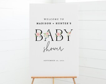 Editable Floral Baby Shower Welcome Sign Template | Editable Welcome Sign | Modern Welcome Sign | Girl Baby Shower | Boho Baby Shower
