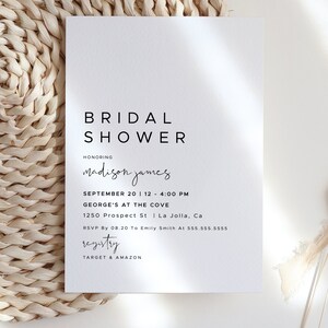 Modern Minimal Bridal Shower Invitation, Editable Bridal Shower Invitation Template, Minimalist Bridal Shower, Simple Bridal Shower Template