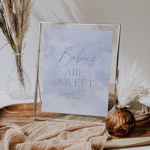 REESE | Treats Sign We Are on Cloud Nine Baby Shower Template, Cloud Babies are Sweet Sign, Editable, Digital Download