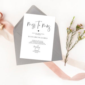 Bridal Shower Invitation, Minimalist Invitation, Instant Download, Invitation Template, Miss to Mrs Invitation, Editable Template, Templett