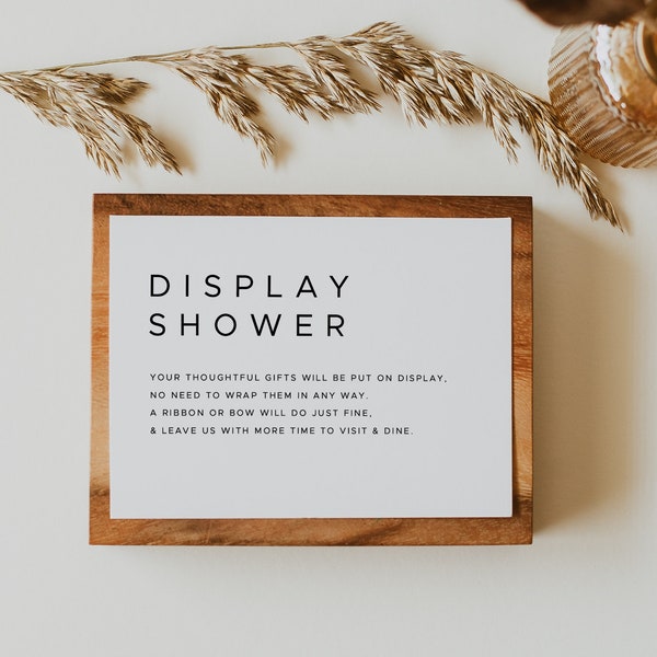 Display Shower Insert | Editable Black and White Unwrapped Gifts Printable Card | Minimalist Editable Template Download