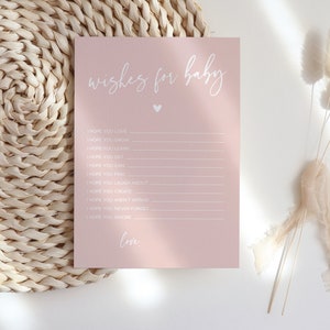 Rosa Babyparty Wünsche Spiel, Rosa Babyparty zum Ausdrucken, Babyparty Spiele #022MP