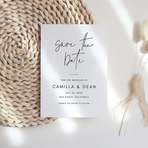 Printable Save the Date Template | Editable Save the Date Card | Calligraphy Save the Date | Minimalist | Templett Save the Dates