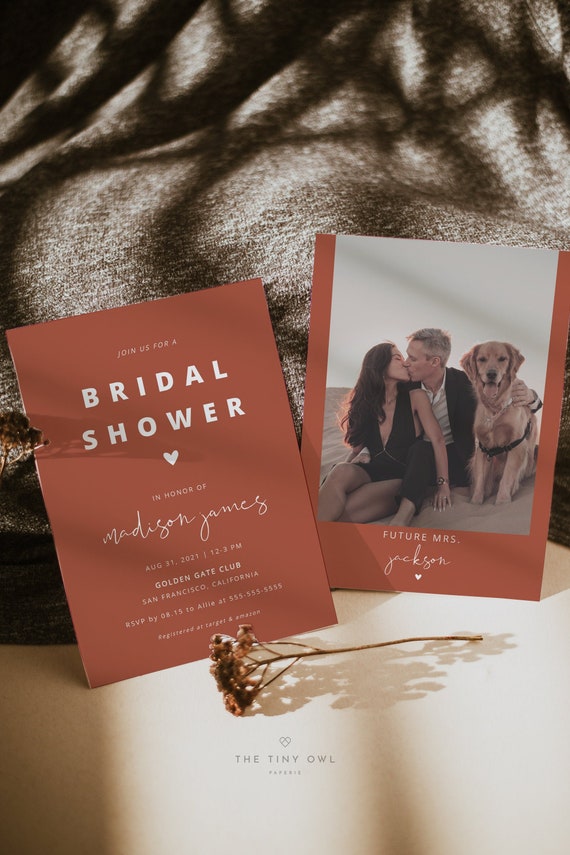 Invitations & Announcements Paper Burnt Orange Bridal Shower Invite