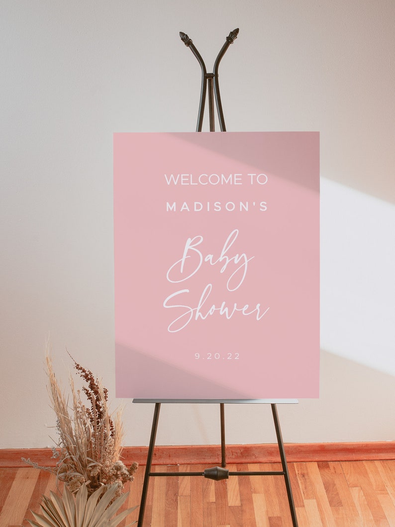 Pink Baby Shower Sign Template Editable Sign Etsy