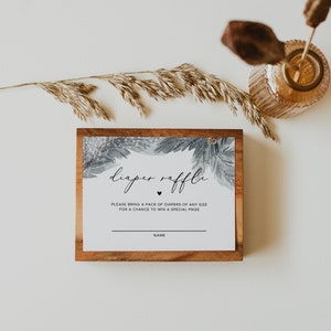 EVERLY | Diaper Raffle Insert, Baby It&#39;s Cold Outside Pine Baby Shower, Winter, Christmas Baby Shower, Woodland Shower
