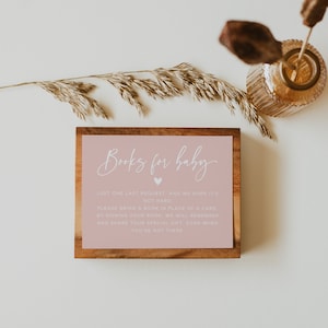 Blush roze babyshowerboeken voor babykaart, boeken voor baby inlegvel, boeken voor babyshoweruitnodiging #022MP