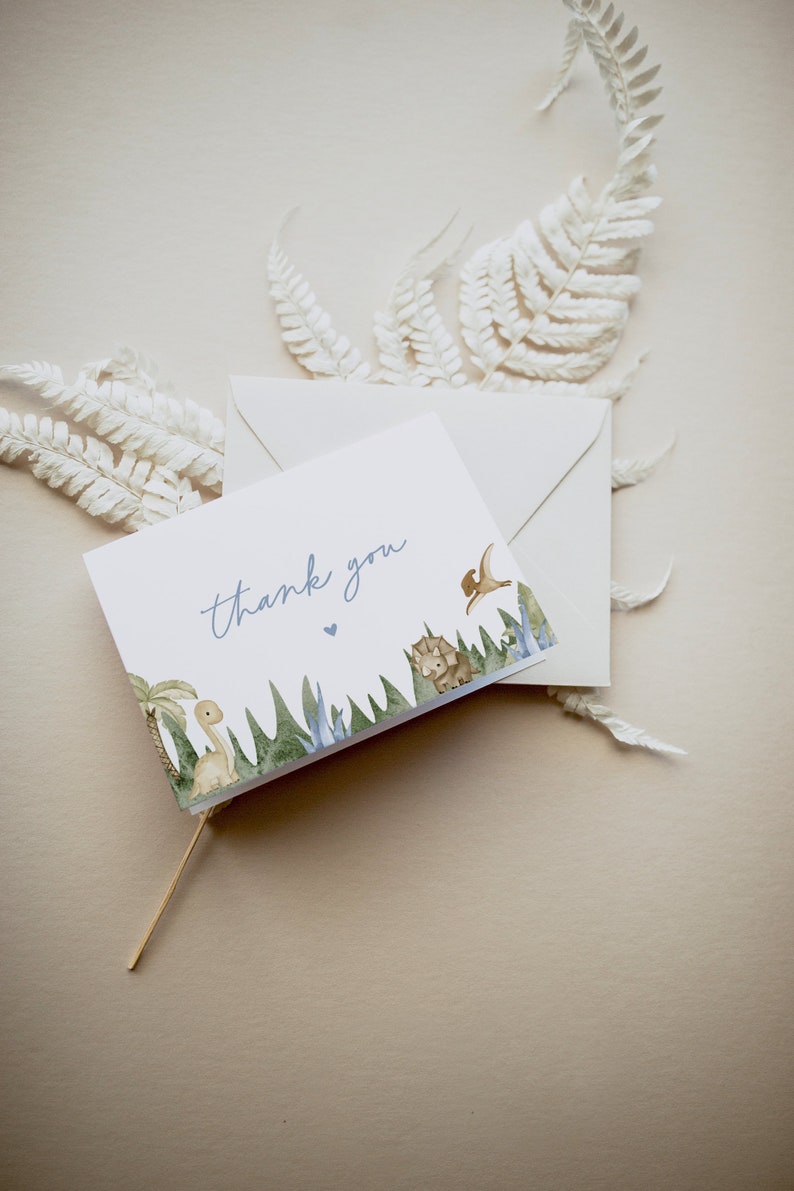 DINO Dinosaur Baby Shower Thank You Card, It's a boy dinosaur baby shower, Thank You, Editable Template, DIY Baby Shower Thank You image 1