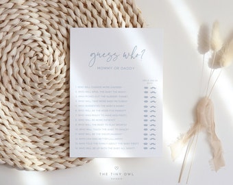 Guess Who, Mom or Dad, Printable Baby Shower Game, Mommy or Daddy, Fun Baby Shower Games #010MB