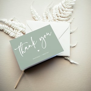 AVERY | Sage Green Thank You Card, Baby Shower Thank You, Editable Template, Folded Note Card, Instant Download