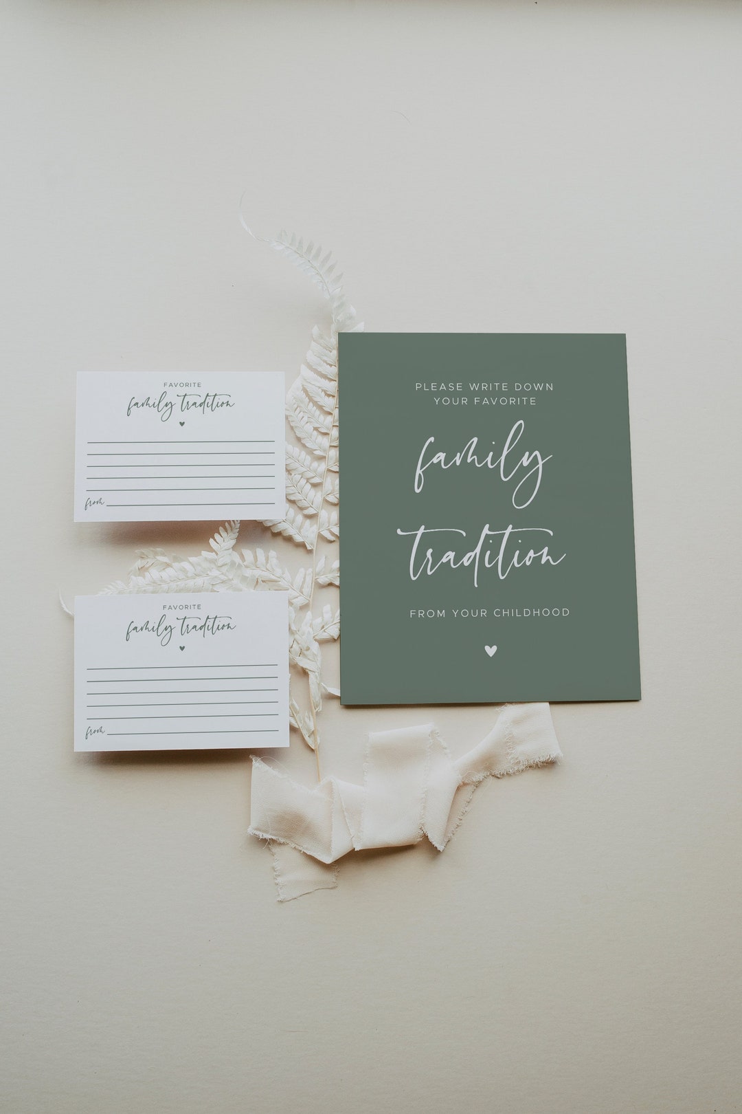 AVERY Sage Green Family Traditions Sign and Card, Baby Shower, Share a