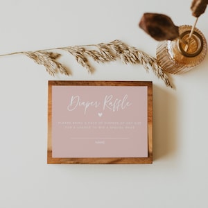 Blush Pink Baby Shower Windel-Einsatz, Windel-Los, Windelkarte #022MP