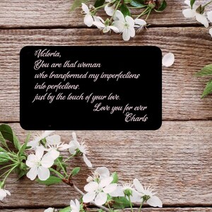 Personalized Wallet Vow Card-Laser Custom Engraved Love Note Valentine&#39;s,Anniversary Gift, Anniversary gifts