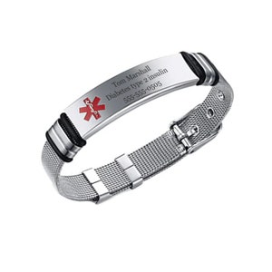 Laser engraved Medical ID Bracelet with CustomText, Health Alert Stainless Steel Bracelet for Men Women, Unisex, Fast Shipping