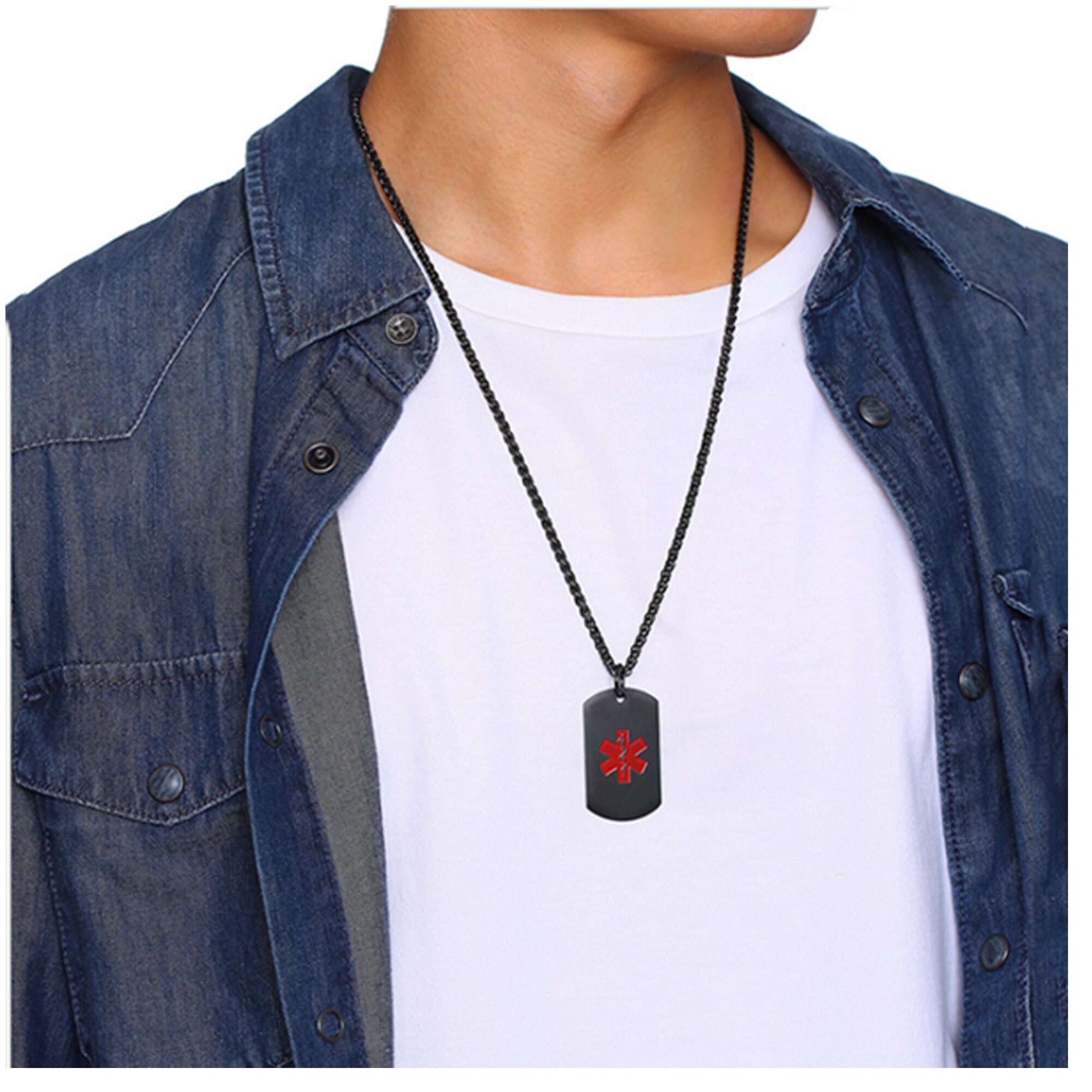 Customize,medical Alert ID Dog Tag Stainless Steel Necklace Women/men ...