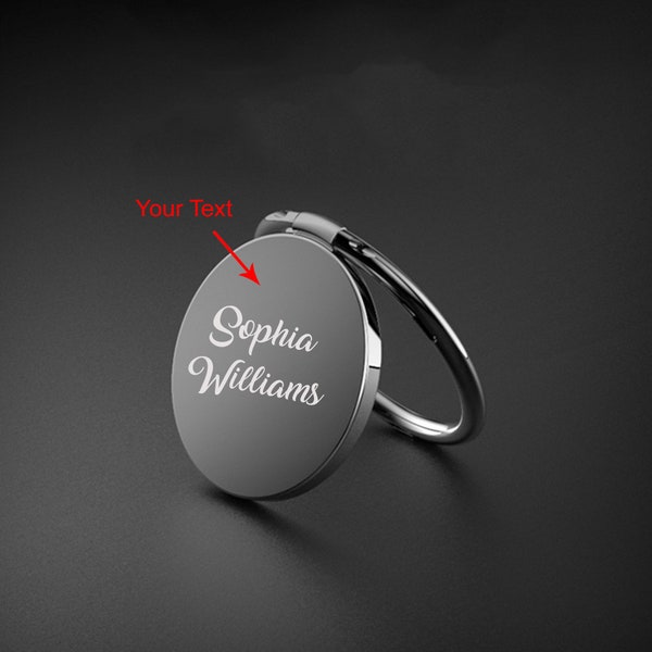 Custom Ring Socket, Personalized Name Ring Holder Universal, Laser Engraved Mobile Phone Finger Ring 360 Degree Rotatable Smartphone Stand