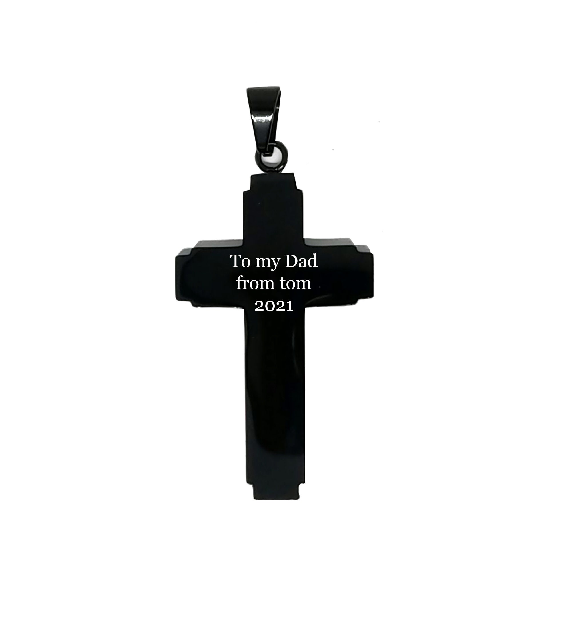 Customize 316L Stainless Steel Black Prayer Cross Personalized