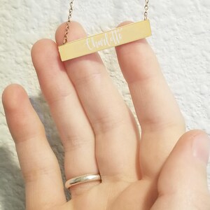 Laser Engraved Stainless Steel bar necklace for Women Stainless Steel Gold plated Personalized your name or a loved ones name