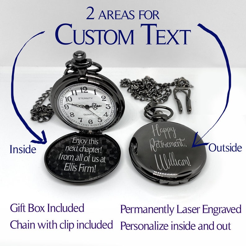 Personalized Pocket Watch With Custom Text Laser Engraved Etsy UK