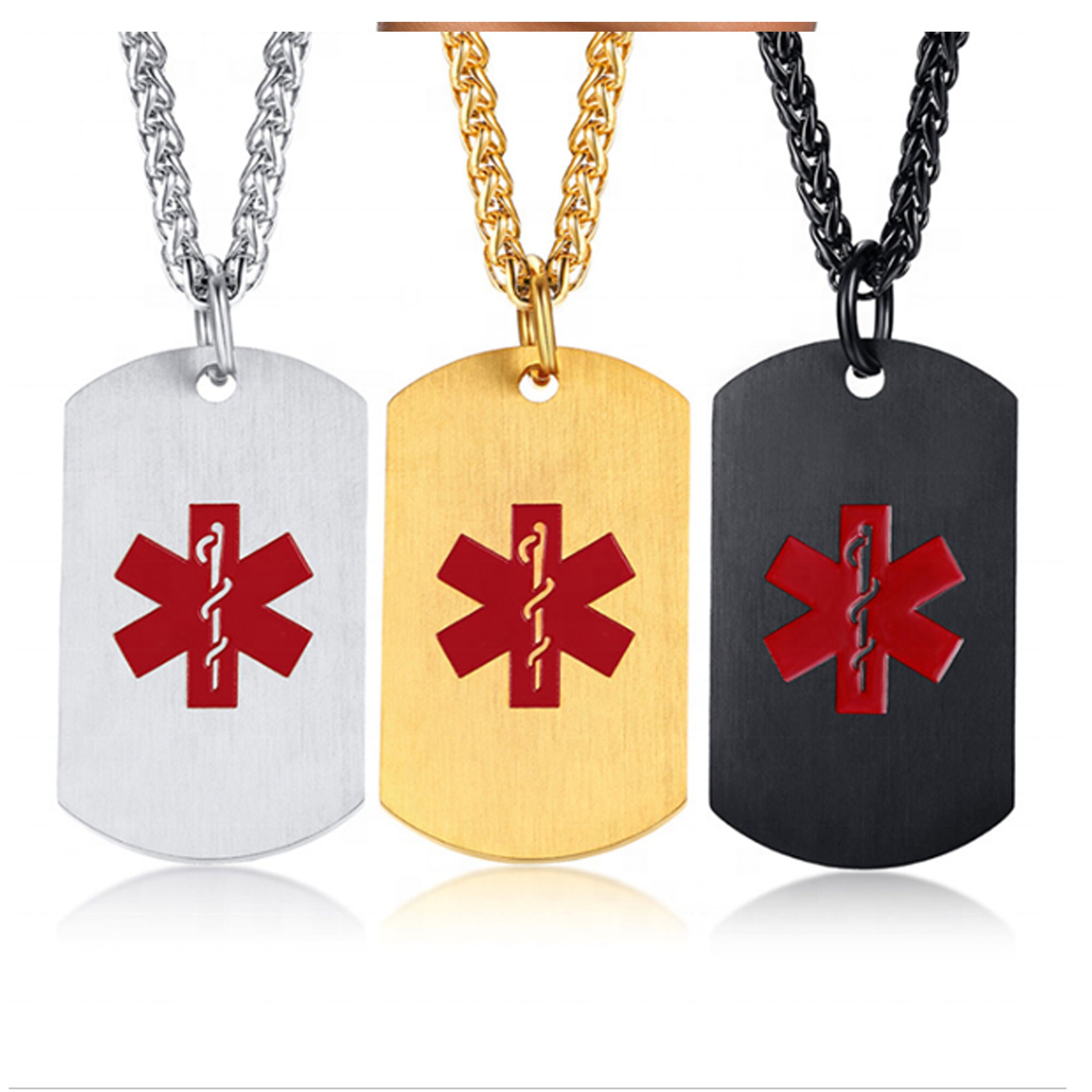 Customize,medical Alert ID Dog Tag Stainless Steel Necklace Women/men ...
