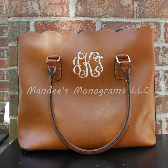 Monogrammed Scalloped Handbag Monogrammed Scalloped Tote | Etsy