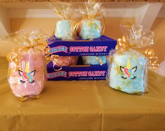10 Unicorn Party Cotton Candy Favors, Unicorn Birthday, Unicorn Party Favor, Cotton Candy Bags, Party Favors, Unicorn Party Supplies