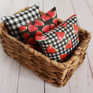 Watermelon Tiered Tray Decor, Watermelon Mini Pillows, Watermelon Basket Filler, Summer Tiered Tray Decor, Buffalo Check Mini Pillows