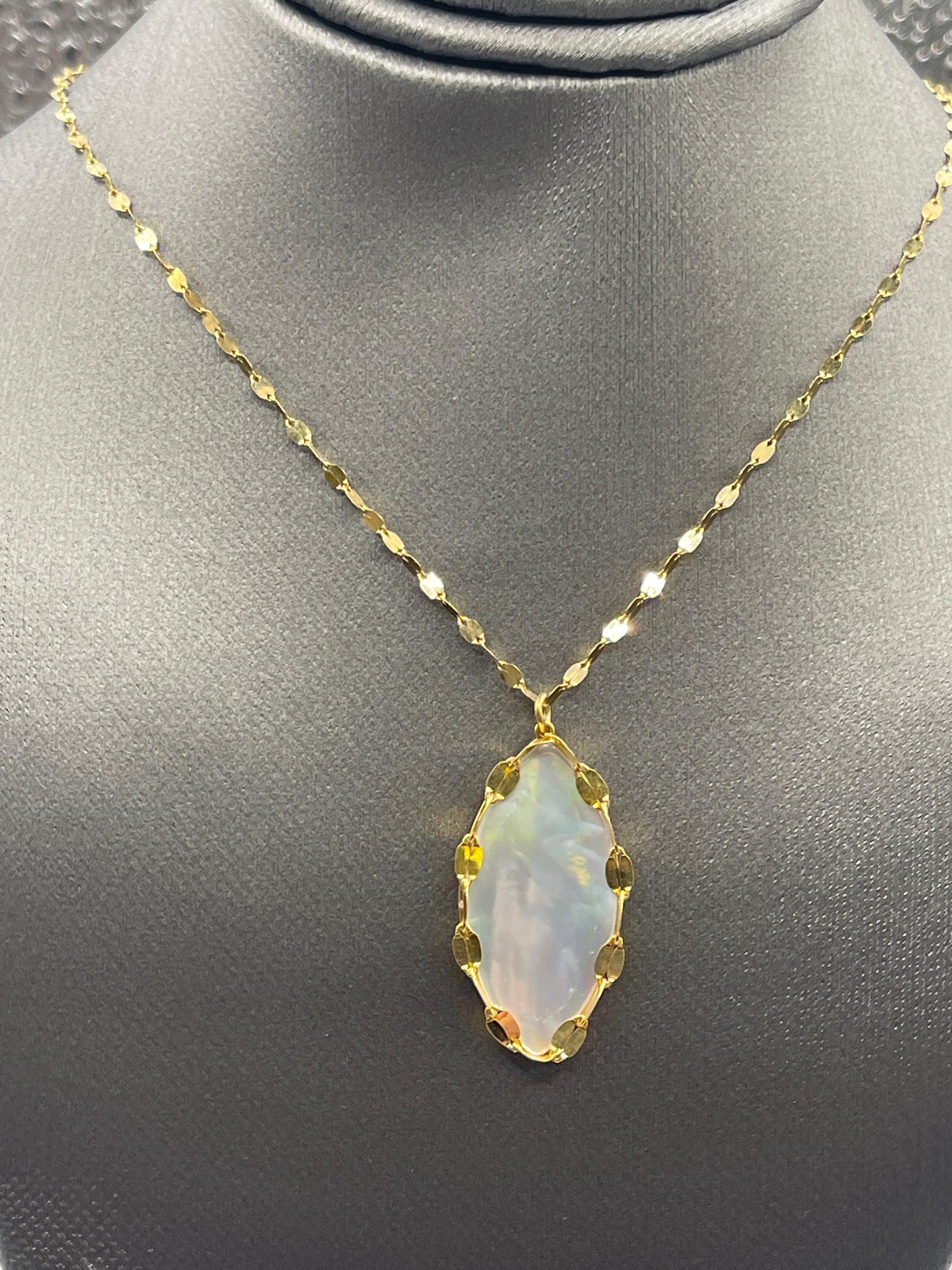 Ladies Imported 14 Karat Solid Yellow Gold Mother of Pearl Necklace - Etsy