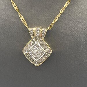 Ladies 10 Karat Yellow Gold Geometric  Diamond Pendant | Women&#39;s Diamond Jewelry | Anniversary Gift for Her | Birthday Gift for Her | Gift