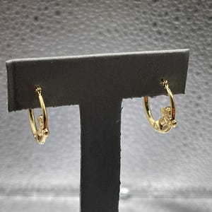 Ladies 14 Karat Solid Yellow Gold Angel Hoop Earrings