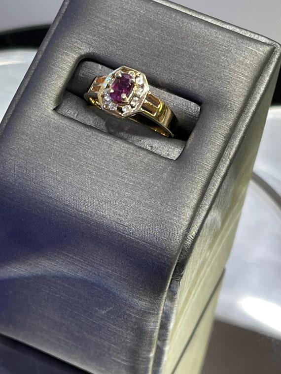 14 Karat Yellow Gold Ruby & Diamond Ring Ruby Wit… - image 6