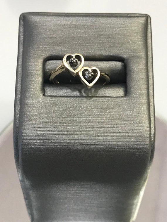 14KT Solid Yellow Gold Kissing Heart Diamond Ring
