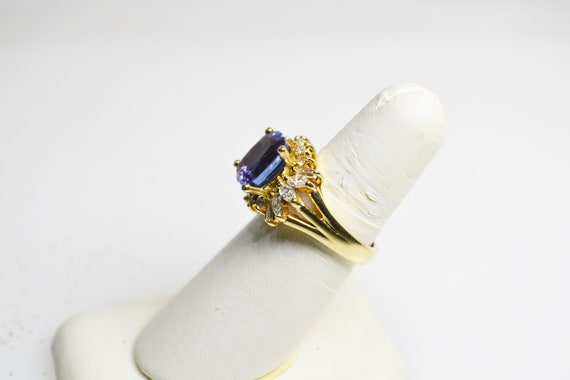 14KT Yellow Gold Tanzanite And Diamond Ring - image 7