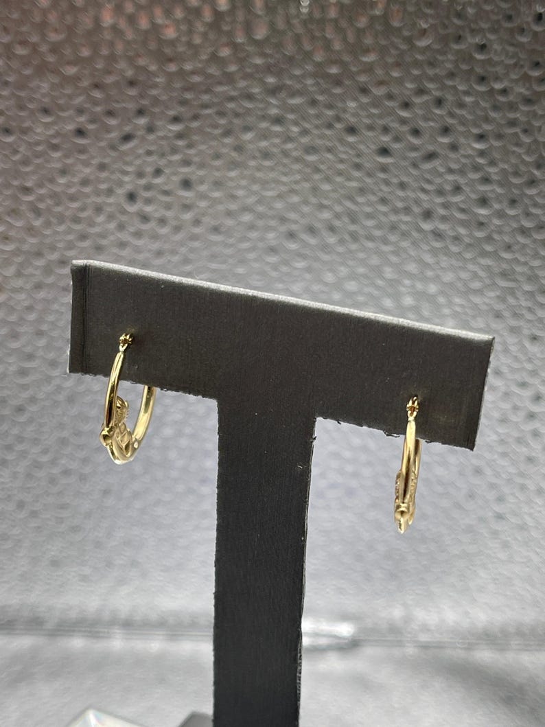 Ladies 14 Karat Solid Yellow Gold Angel Hoop Earrings