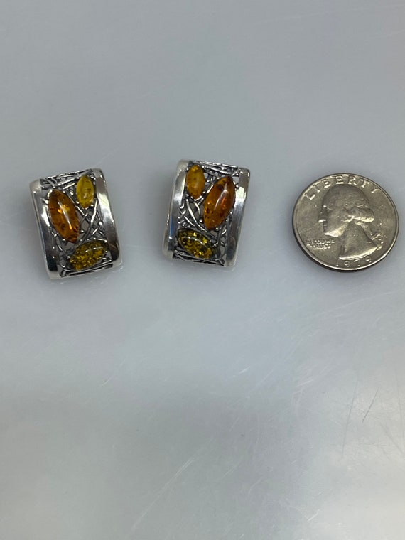 Sterling Silver Rectangular Pierced Earrings With… - image 4