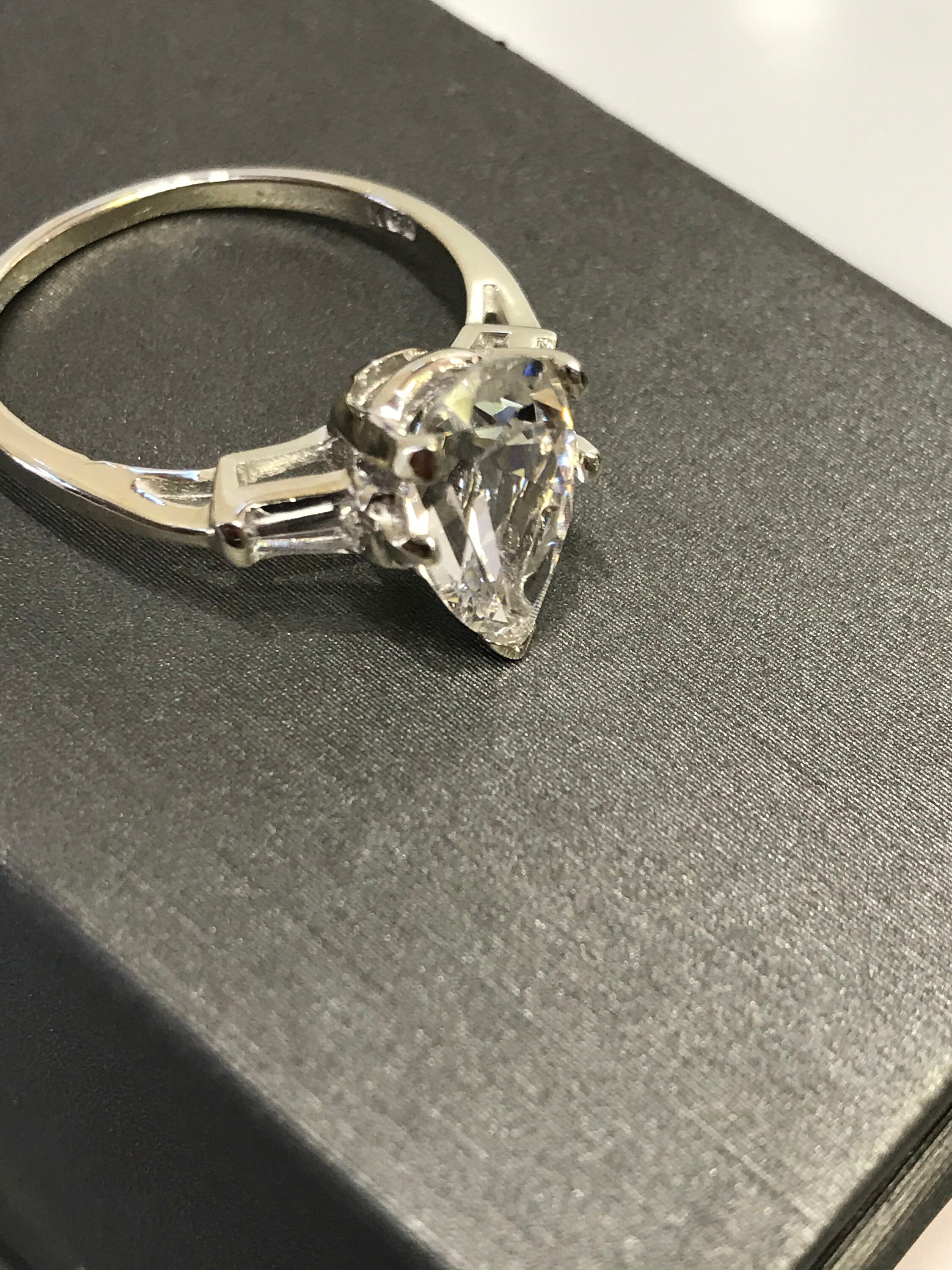 14KT W/G Pear Shape CZ Engagement Ring Etsy