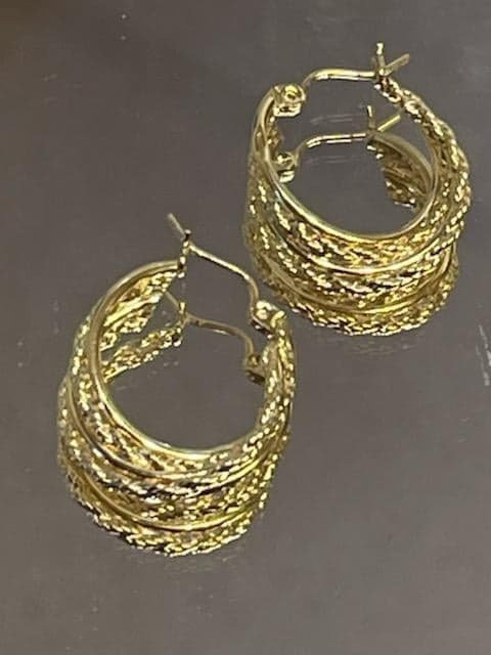 14K Solid Yellow/Gold Twisted Rope Earrings | Etsy