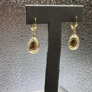 Ladies 14 Karat Yellow Gold Dangling Di-Cut Puff Ball Earrings | Drop Earrings | Jewelry for Women | Anniversary Gift for Wife | Giftable