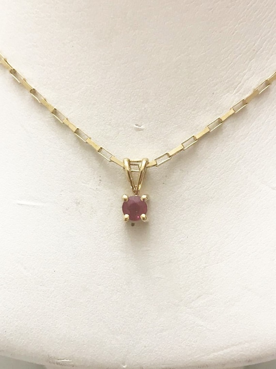 14KT Solid Yellow Gold Ruby Pendant