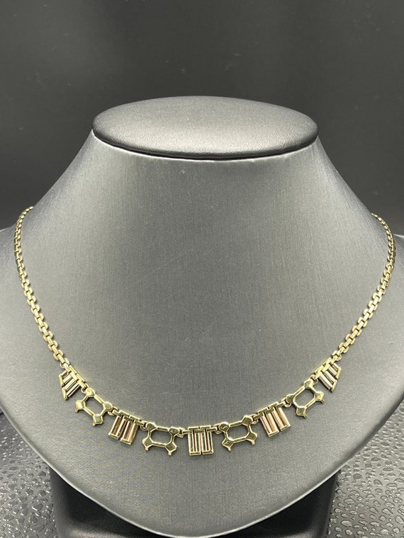 14K Tri-Colored Gold Grecian Necklace