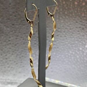 Ladies Imported 14 Karat Solid Yellow Gold Twisted Dangling Earrings | Dangle Earrings | Women&#39;s | Must Have | Add to Your Collection | Gift